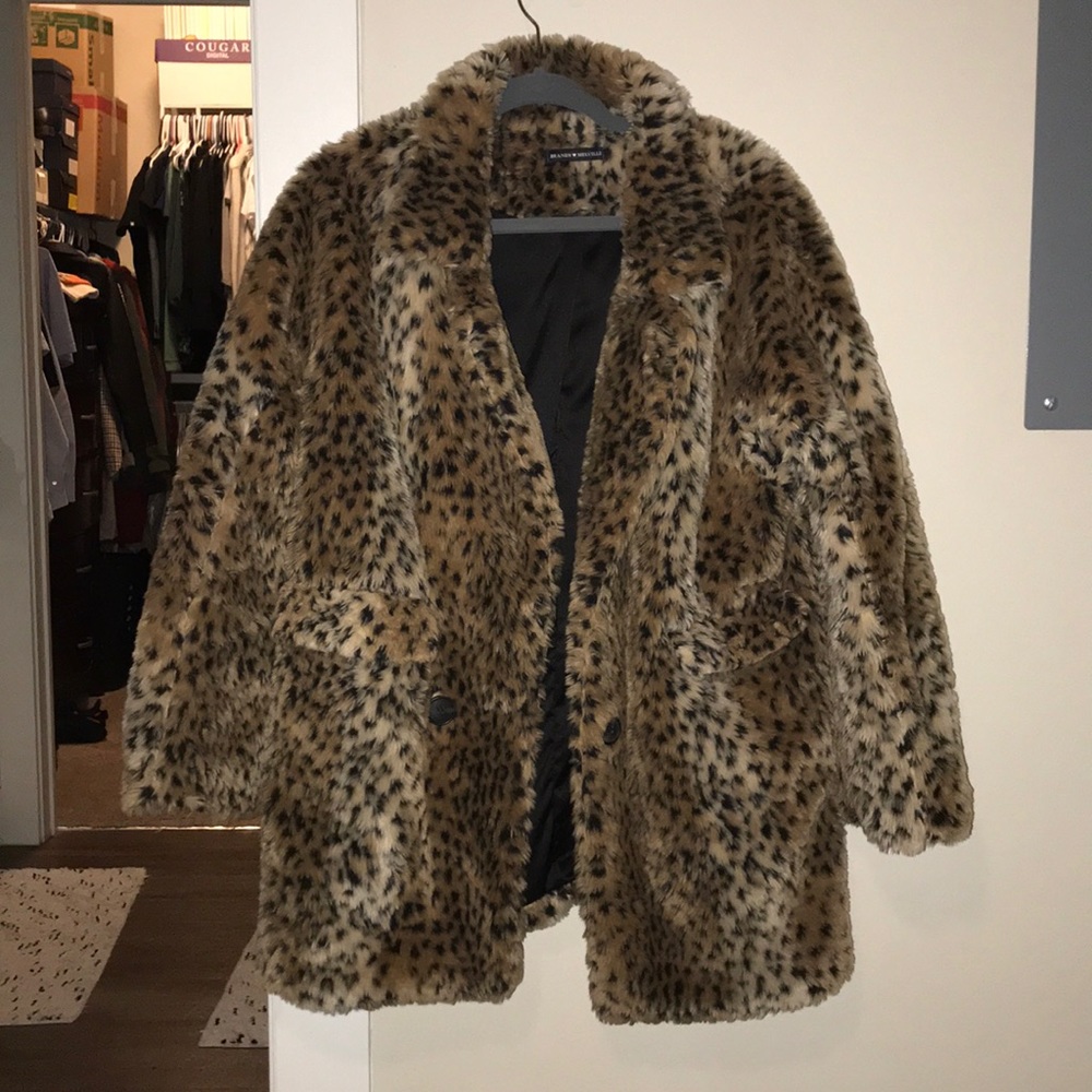 Brandy Melville faux cheetah print coat